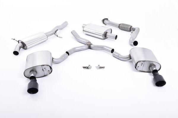 Milltek Exhaust System Cerakote Black Tips - 16+ Audi A4 2.0 TFSI B9 Quattro Saloon & Avant (incl. Mild Hybrid Models / w/o OPF/GPF / w/o Stützstrebe)