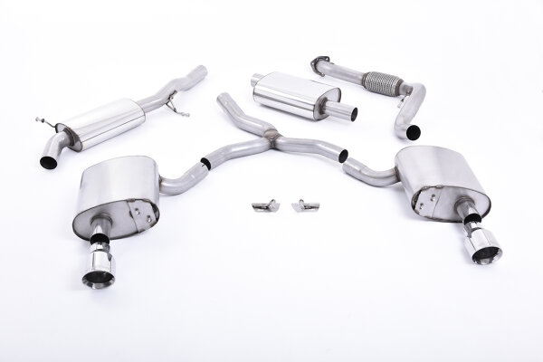 Milltek Exhaust System Polished Tips - 16+ Audi A4 2.0 TFSI B9 Quattro Saloon & Avant (incl. Mild Hybrid Models / w/o OPF/GPF / w/o Stützstrebe)