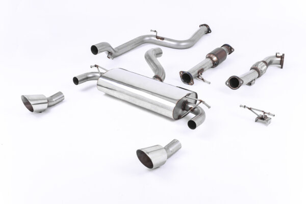 Milltek Exhaust System Polished Tips + Downpipe + Catalyst - 09-10 Ford Focus MK2 RS 2.5T 305PS