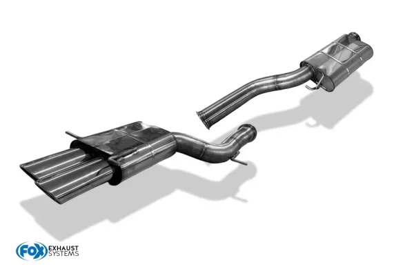 FOX Front Silencer + Final Silencer 90 mm - 2x106x71 Typ 32 - incl. Y adapter to the original downpipe - Audi RS4 B5