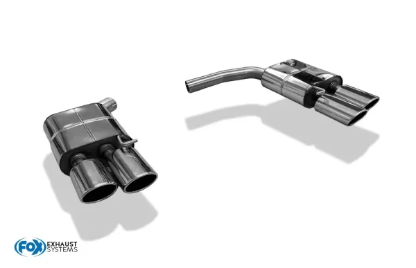 FOX Endschalldämpfer für 2-Rohr zweiflutig - 2x115x85 Typ 32 - passend an Rieger Heckeinsatz - 07+ Audi A4/A5/S5 Quattro
