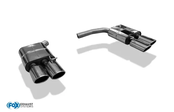 FOX Endschalldämpfer für 2-Rohr zweiflutig - 2x115x85 Typ 32 - passend an Rieger Heckeinsatz - 07+ Audi A5 B8 Quattro
