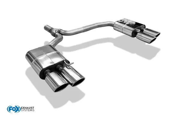 FOX Endschalldämpfer für 2-Rohr zweiflutig - 2x115x85 Typ 32 - passend an Rieger Heckeinsatz - 07+ Audi A5 8T