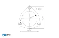 FOX 3-Hole Flange inner hole: Ø60mm thickness: 8mm...
