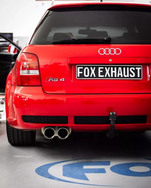 FOX Front Silencer + Final Silencer 90 mm 2x90 Type 25 - incl. Y adapter to the original downpipe - Audi RS4 B5