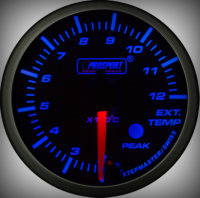 Prosport Racing Premium Serie Abgastemperatur 52 mm, blau-weiß, Smoked