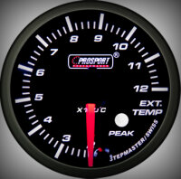 Prosport Racing Premium Serie Abgastemperatur 52 mm, blau-weiß, Smoked