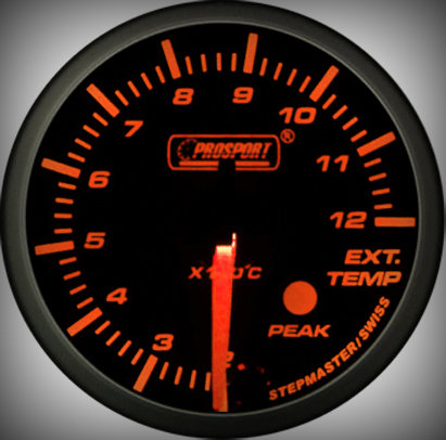 Prosport Racing Premium Serie Abgastemperatur 60 mm, orange-weiß, Smoked