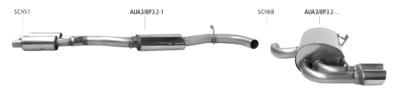 Bastuck Exhaust System - Audi A3 8P 3-Door 3.2 Quattro