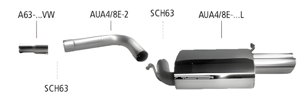 Bastuck Sport Exhaust - 00-08 Audi A4 B6/ B7 4-Cylinder 2WD Limousine/ Avant 8E/ Convertible 8H