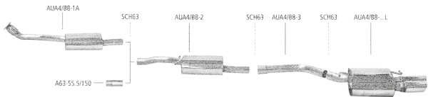 Bastuck Komplettanlage - 08+ Audi A4/ A5 B8 4-Zylinder Benziner Turbo (ohne A5 B8 Sportback)