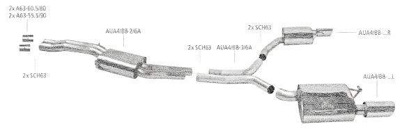 Bastuck Exhaust System - 08+ Audi A4/ A5 B8 6-Cylinder Petrol Turbo/ 8-Cylinder V8