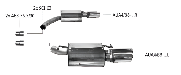 Bastuck Sport Exhaust - 08+ Audi A4/ A5 B8 6-Cylinder Diesel (w/o A5 B8 Sportback)