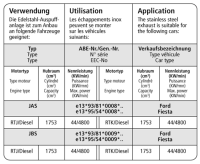Bastuck Sport Exhaust - 95-01 Ford Fiesta JAS/ JBS Diesel