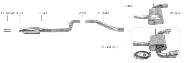 Bastuck Exhaust System - 18+ Ford Focus 4 1.0/ 1.5 EcoBoost (ST-Line/ w/o Models with rigid axle)