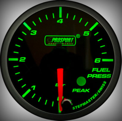 Prosport Racing Premium Serie Benzindruck 52 mm, grün-weiß, Smoked