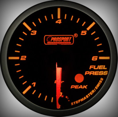 Prosport Racing Premium Serie Benzindruck 52 mm, orange-weiß, Smoked