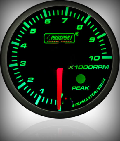 Prosport Racing Premium Series tachometer 52 mm, green-white, petrol