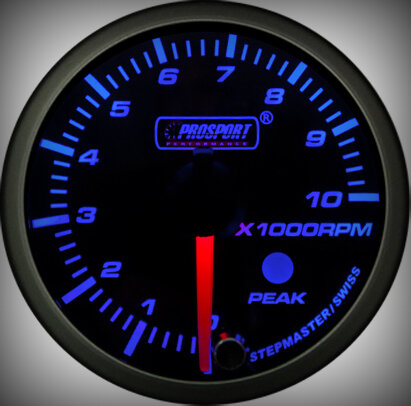 Prosport Racing Premium Series tachometer 60 mm, blue-white, petrol