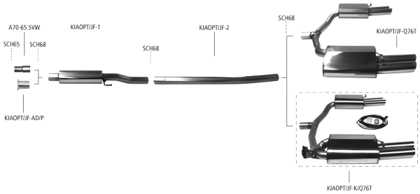 Bastuck Exhaust System - 18+ Kia Optima JF GT/ GT-Line (Limousine + Sportswagon) 1.7TD/ 2.0