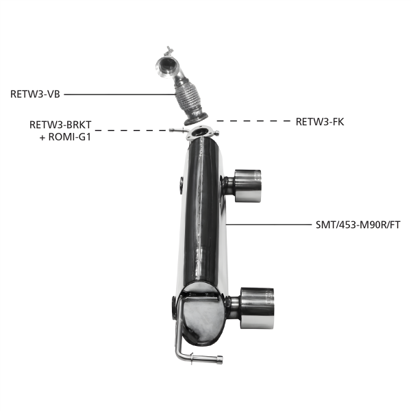 Bastuck Sport Exhaust - 14+ Smart Fortwo 453 (Models with Brabus-Rear Bumper)