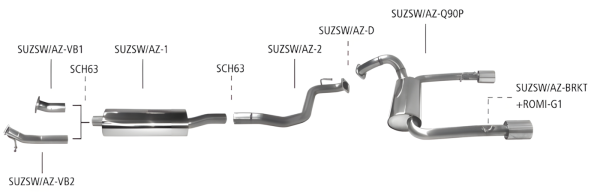 Bastuck Komplettanlage - 17+ Suzuki Swift AZ 1.0/ 1.2