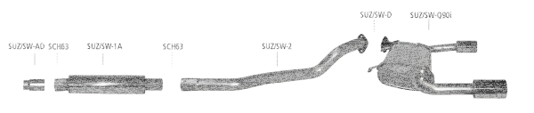 Bastuck Exhaust System - 05-10 Suzuki Swift EZ/MZ Sport 1600