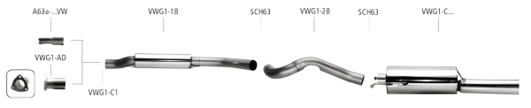 Bastuck Exhaust System - 84+ VW Golf 1 Convertible