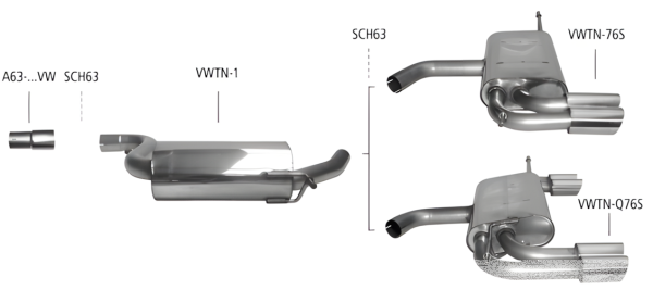 Bastuck Exhaust System - VW Touran (w/o Diesel/ 1.6 FSI 75 kW)