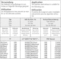Bastuck Sport Exhaust - VW Touran Diesel/ 1.6 FSI