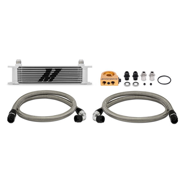 Mishimoto Oil Cooler Kit 10 row - universal silver with Thermostat