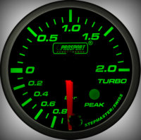 Prosport Racing Premium Serie Ladedruck 52 mm, grün-weiß, Smoked, wasserdicht, 2 Bar
