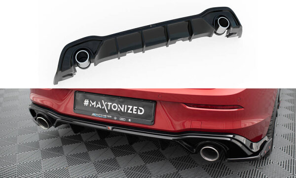 Maxton Design Rear extension Diffusor + Sports exhaust dummy - VW Golf GTE/ R-Line MK8/ MK8 Facelift
