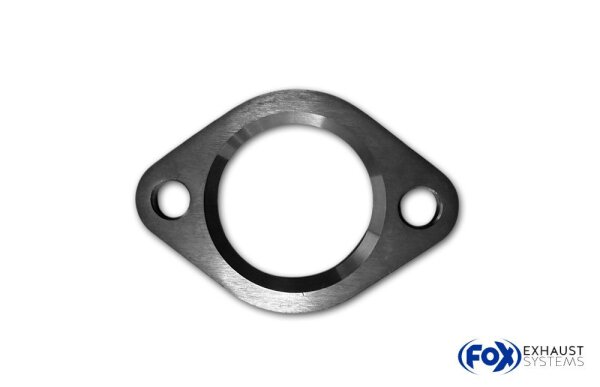 FOX 2-Loch-Flansch Fertigteil Maße: 130mm x 90mm Innenloch: Ø67mm mit Fase 8x45 Schraubenloch: Ø15mm Stichmaß: 106mm Dicke: 8mm Material 1.4301