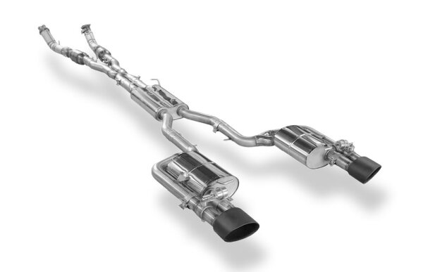 FOX Exhaust System from catalytic converter 160x130 oval black ceramic coated incl. Vacuum exhaust flaps - Audi RS4 B7