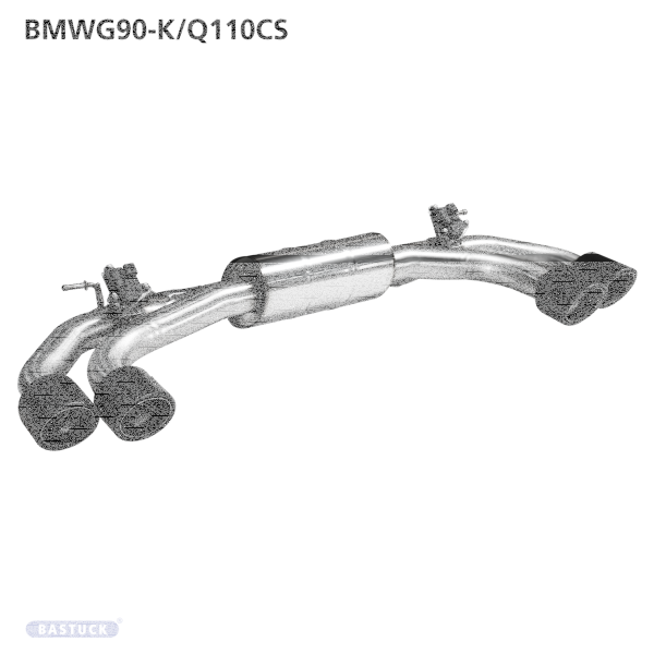 Bastuck Endschalldämpfer mit Doppel-Endrohr Ø 110 mm Carbon 25° schräg für Serien-Abgasklappen - 25+ BMW 5er Serie G90/G99 M5