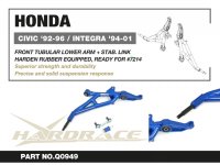 Hardrace Front Lower Control Arm (Tubular Type) (Harden Rubber) incl. Stabilizer Link - 92-95 Honda Civic / 94-01 Honda Integra DC2
