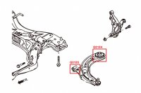 Hardrace Buchsen Querlenker vorn unten (Hartgummi) groß/Rückseite - 14+ Mazda 2 DJ / 15+ Mazda CX-3 DK