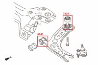 Hardrace Buchsen Querlenker vorn unten (Hartgummi) klein/Vorderseite - 04-13 Audi A3 8P / 17+ Skoda Kodiaq / 04-12 Skoda Octavia 1Z / 09+ Skoda Yeti 5L / 04-08 VW Golf 5 1K / 09-13 VW Golf 6 5K / 14+ VW Golf 7 5G / 21+ VW Golf 8 CD / 15+ VW Touran