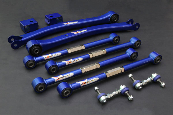 Hardrace Lenker Set hinten verstellbar (Hartgummi) inkl. hintere Längslenker - 97-08 Subaru Forester SF/SG / 92-06 Subaru Impreza GC/GD/GF/GG/GM / 95-02 Subaru Legacy BD/BE/BG/BH/BK/BT