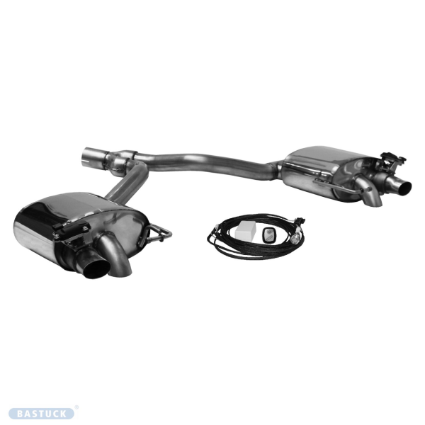 Double Tailpipe LH+RH 1x Ø 63 mm for original rear apron with exhaust flap