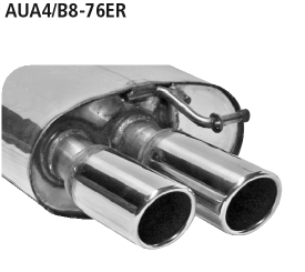 Doppel-Endrohr 2x Ø 76 mm 20° schräg geschnitten mit Lippe