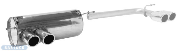 Double Tailpipe 2x Ø 76 mm LH+RH 20° angled cut with inward curl - Modells w/o M-Bumper