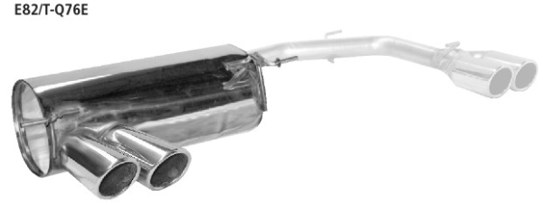 Double Tailpipe LH+RH 2x Ø 76 mm 20° angled cut with inward curl - for E82 Coupé with M-Bumper only