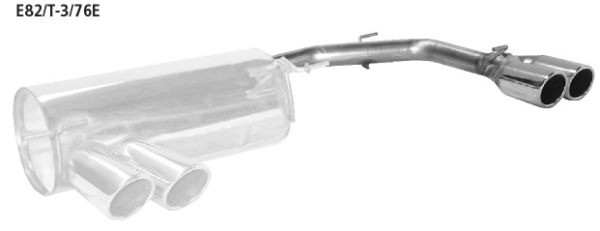Double Tailpipe LH+RH 2x Ø 76 mm 20° angled cut with inward curl - for E82 Coupé with M-Bumper only