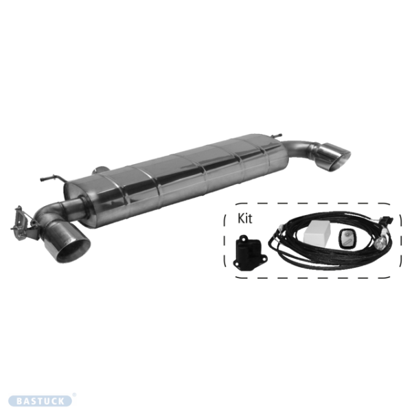 Einfach-Endrohr LH+RH 1x Ø 100 mm 30° schräg geschnitten mit Abgasklappe
