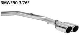 Double Tailpipe LH+RH 2x Ø 76 mm 20° angled cut with inward curl - Models w/o M-Bumper only