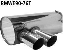 Double Tailpipe 2x Ø 76 mm 20° angled cut