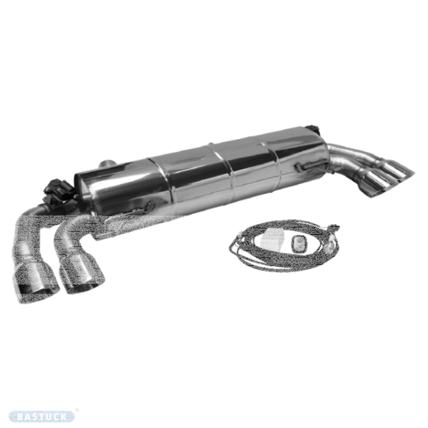 Doppel-Endrohr LH+RH 2x Ø 90 mm 30° schräg geschnitten - mit Klappensteuerung