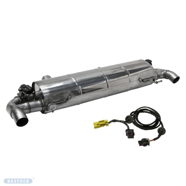 Einzel-Endrohr LH+RH 1x Ø 63 mm LH+RH für original Heckschürzenblende mit Klappensteuerung